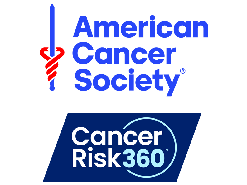 American Cancer Society logo stacked on top of CancerRisk360 logo